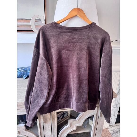NWOT Express Brown Velvet Crewneck Sweater Size Large - Picture 4 of 8